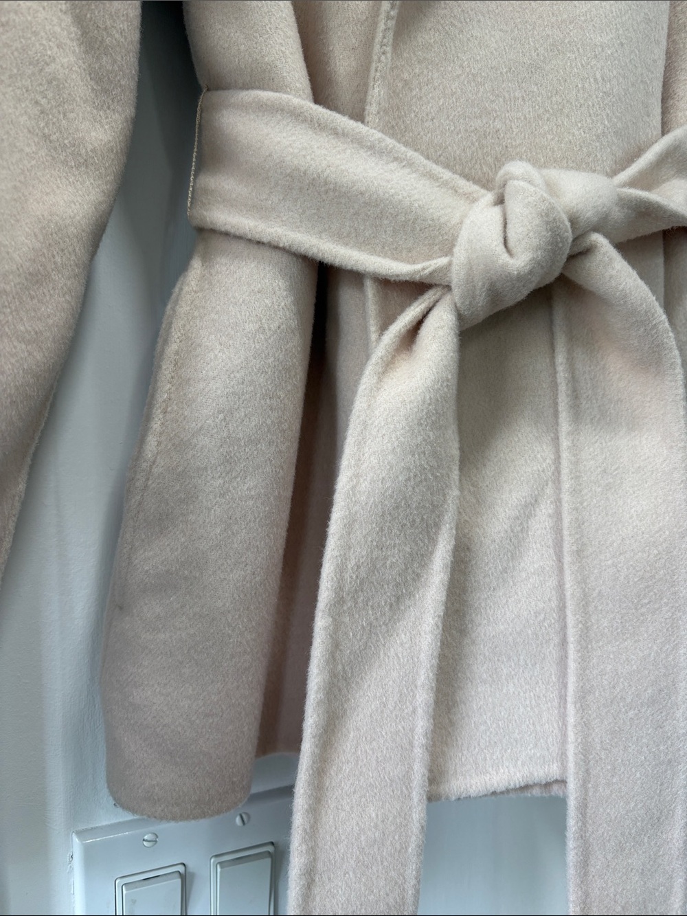 Creme Cozy Plush Double Face Wool Belted Blazer Jacket Size Medium - Picture 5 of 11
